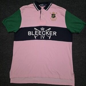 Polo Ralph Lauren Mens XL Pink Bleecker Rugby Polo Shirt Embroidered Crest